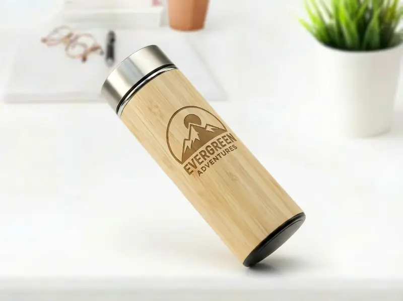 Bamboo Thermos Bottle with Digital Temperature Display – 500 ml
