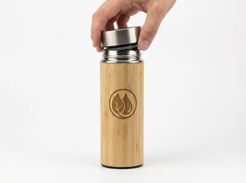 Bamboo Thermos Bottle with Digital Temperature Display – 500 ml
