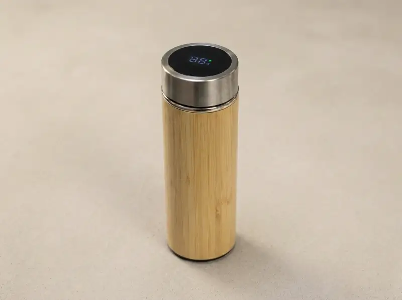 Bamboo Thermos Bottle with Digital Temperature Display – 500 ml