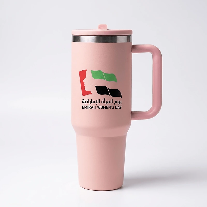 Double Walled Tumbler With Handle & Flip Straw in UAE