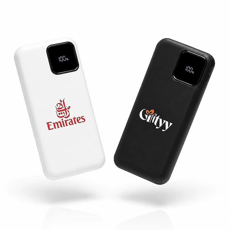 Dual Cable Power Bank 10000mAh with Digital Display Black