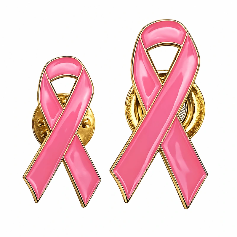 Breast Cancer Awareness Badges with Pin / Gold Magnet