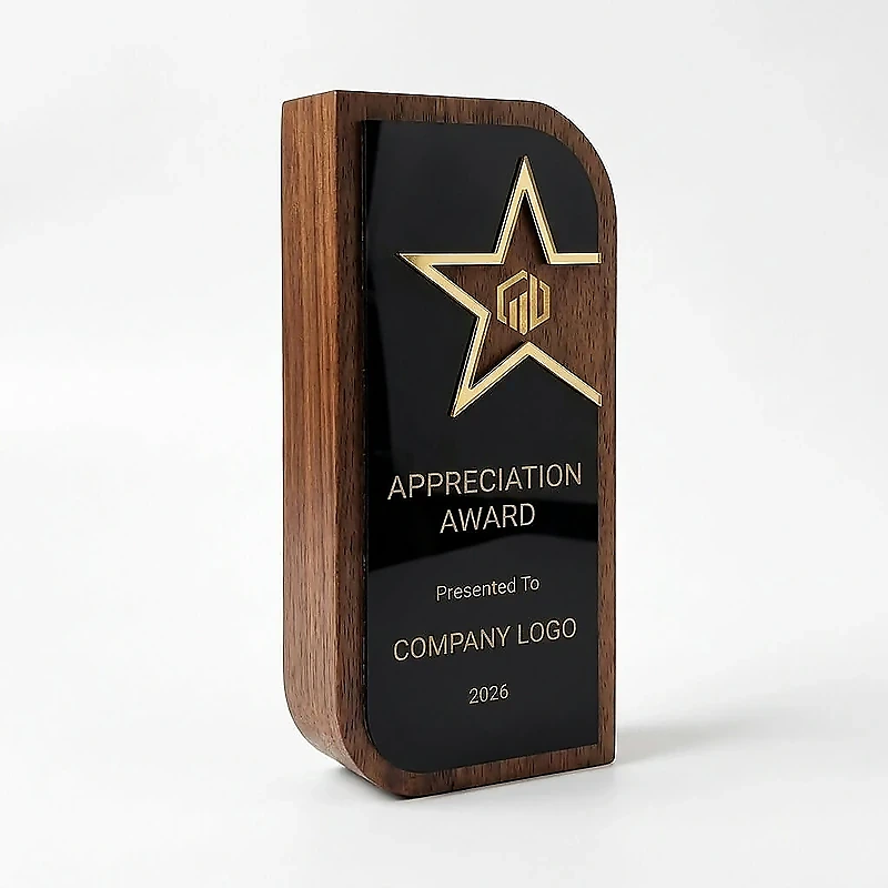 Wooden Trophy adorned with a golden star