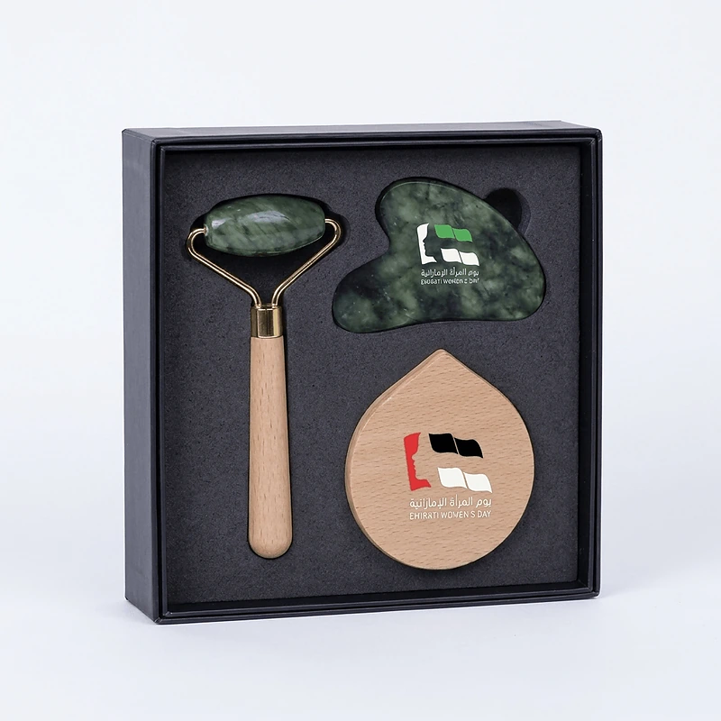 Jade Face Roller, Mirror and Guasha Set