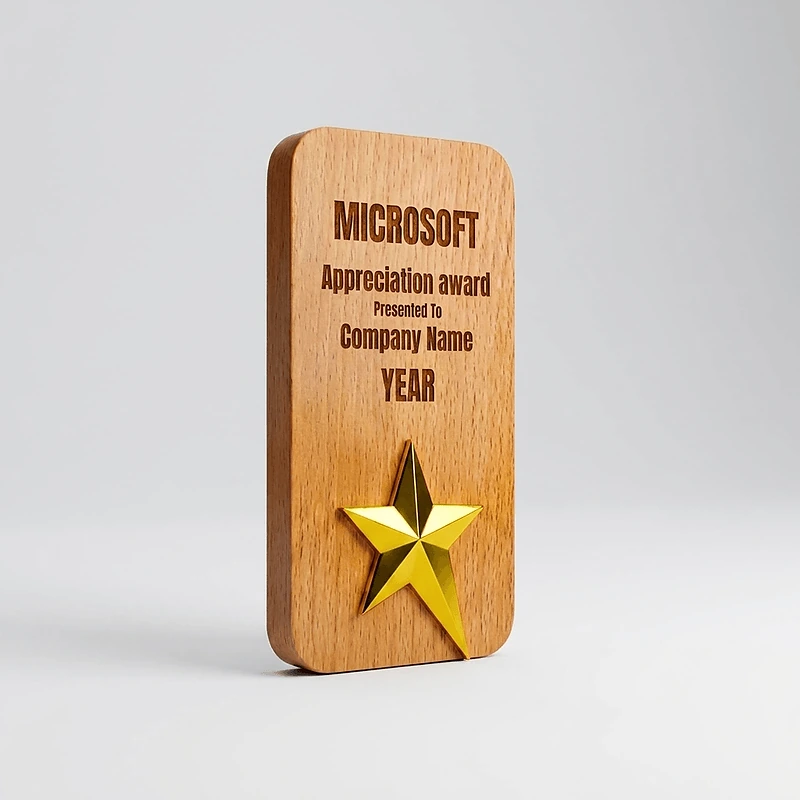 Wooden Trophy with Gold Star