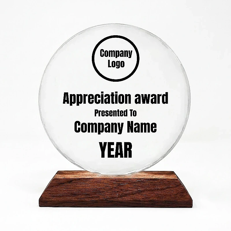 Glass memento with a wood base