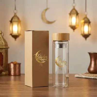 Double-Wall Glass Bottle with Bamboo Lid & Tea Infuser – 500 ml