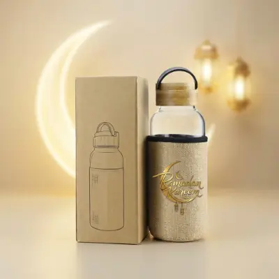 Glass Bottle with Bamboo Lid In UAE