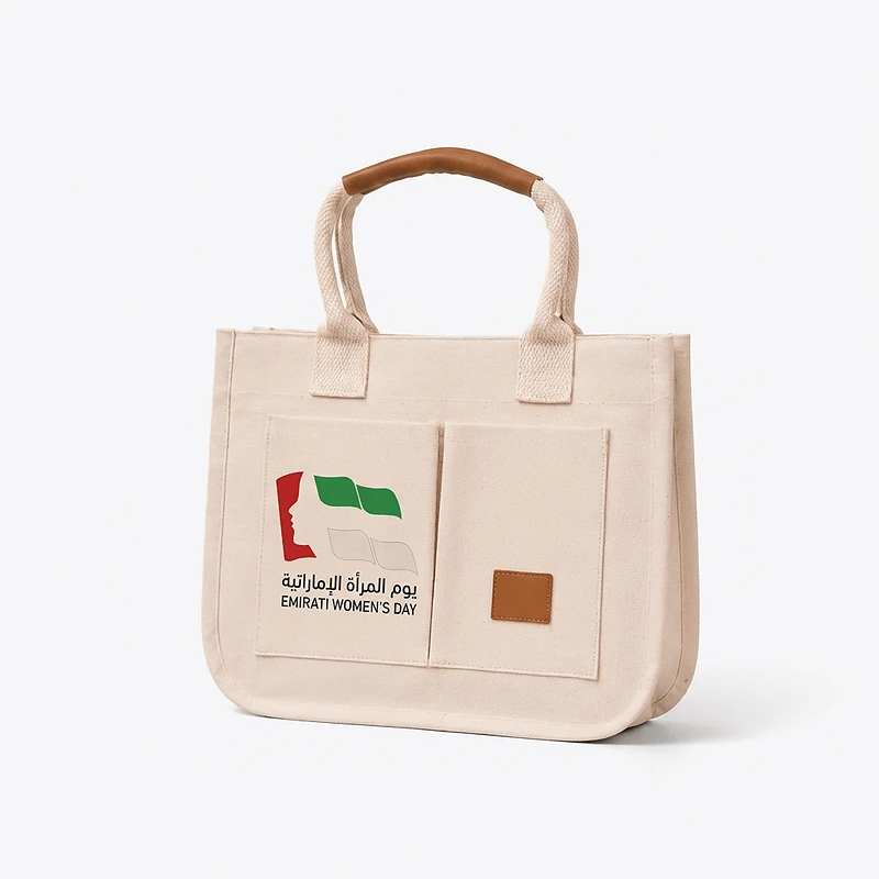 Laminated Canvas Tote with Leather Handles
