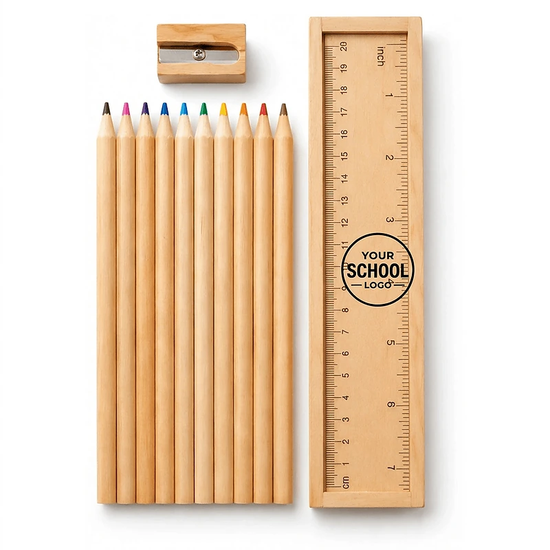Pencil Box with 12 pencils and sharpner ruler