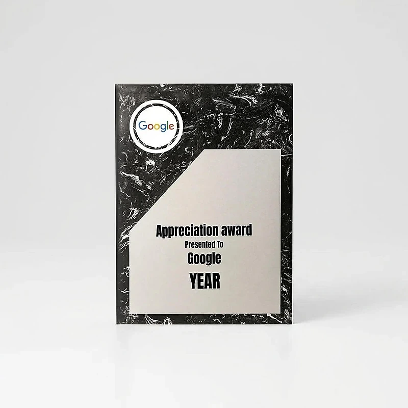 Black Stone Plaque Award with Metal Plate
