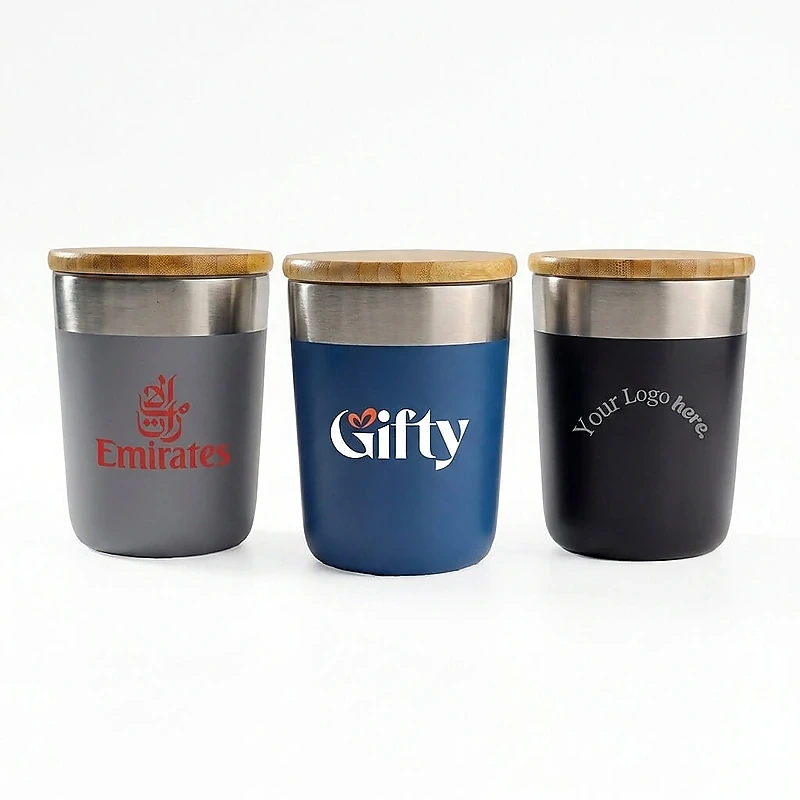 Metal Cup with Bamboo Lid