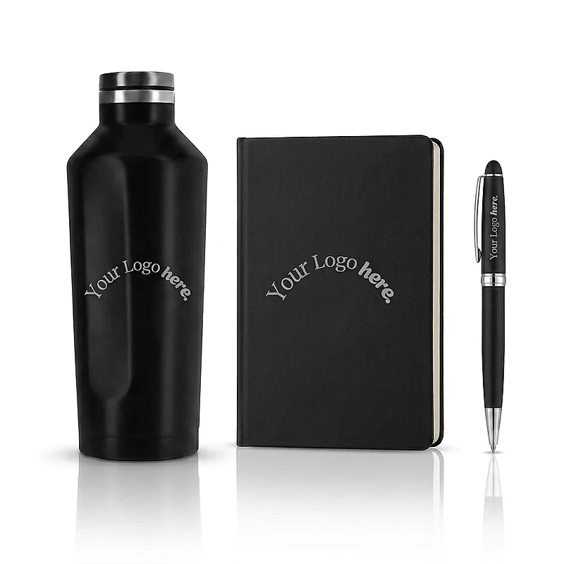 Stainless steel Bottle, Notebook and Pen