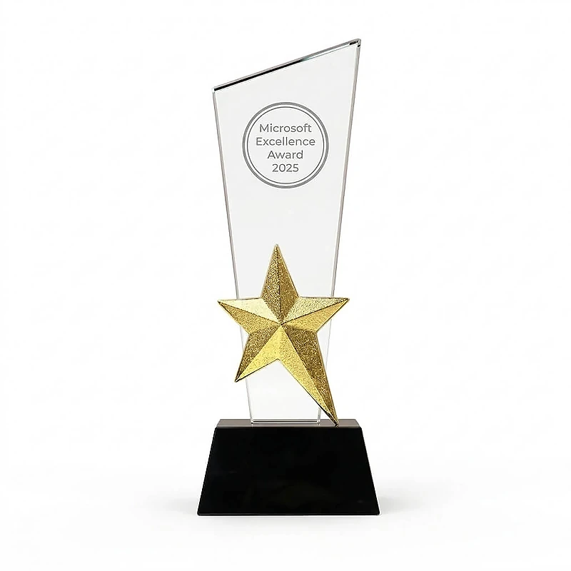 Crystal Trophy with Gold Star Premium Award