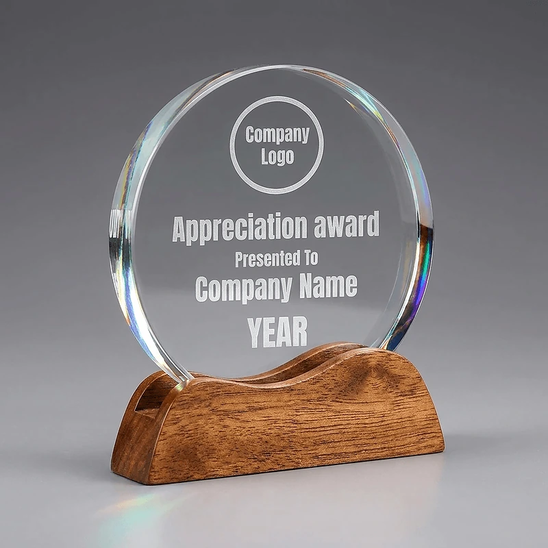Wooden Crystal Trophy