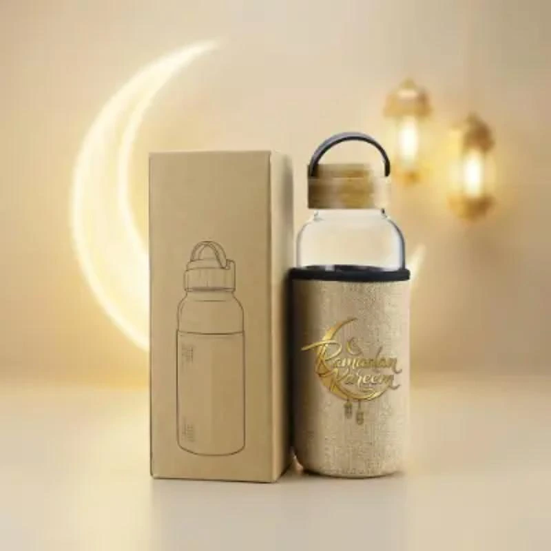 Glass Bottle with Bamboo Lid In UAE